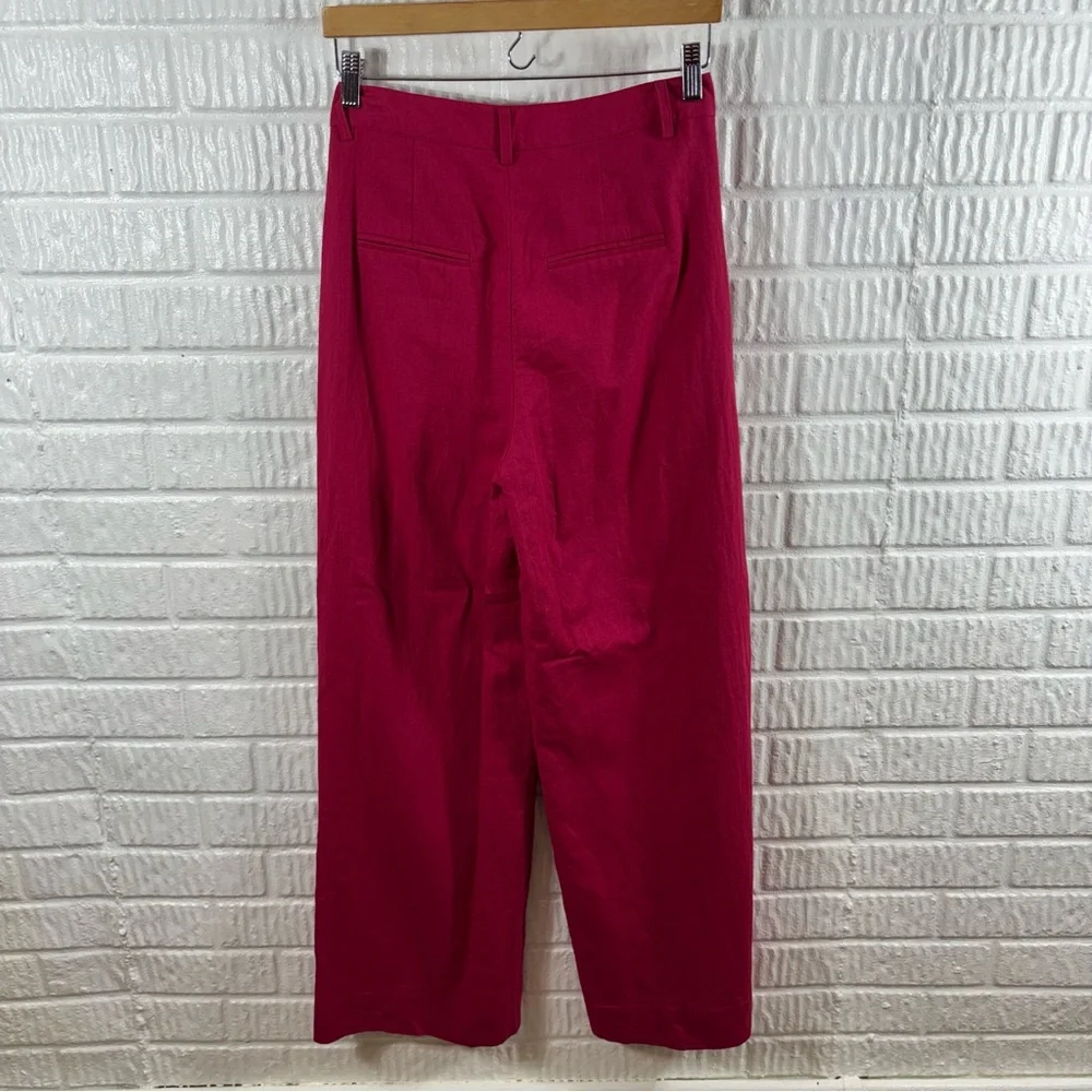 Cami NYC‎ Raspberry Rylie High Waist Wide Leg Linen Trousers Pink NWT Small